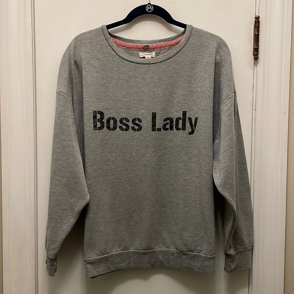 Cupio Tops - Cupio Gray Boss Lady Crew Neck Pullover 1X